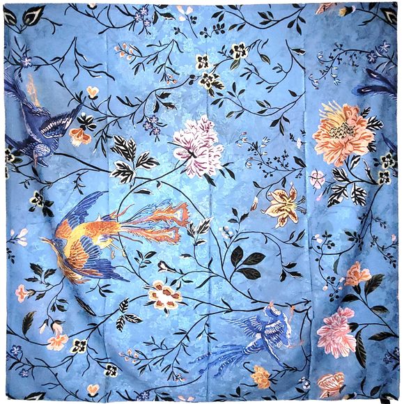 NWT Double Sided Silk Scarf 52"x52" Large Square Shawl Wrap XiangYunShal 2248 - Picture 3 of 11